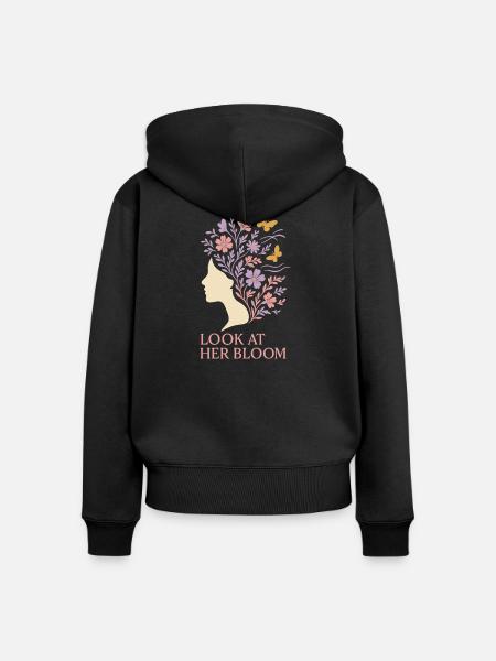Achtsames Wachstum, Frühlingserneuerung, - Frauen Premium Bio Zip Hoodie - Schwarz