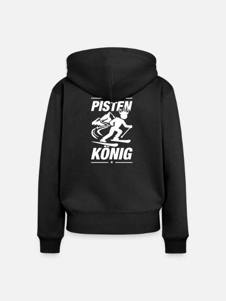 Pisten König Ski Lustig - Frauen Premium Bio Zip Hoodie - Schwarz