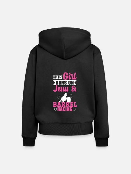Rodeo Barrel Racing Pferd - Frauen Premium Bio Zip Hoodie - Schwarz