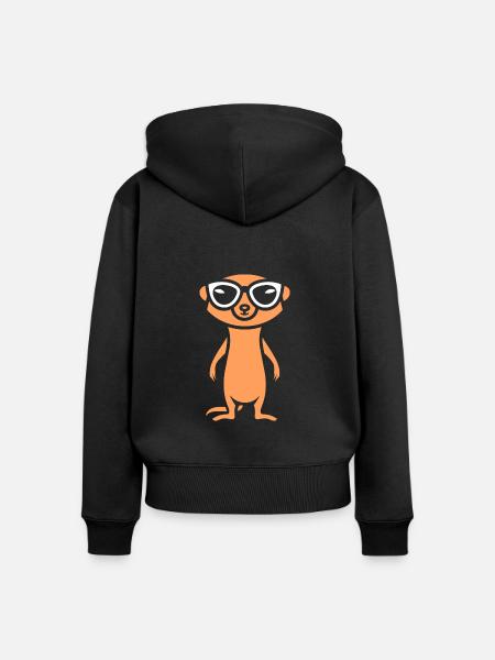 Erdmännchen - Frauen Premium Bio Zip Hoodie - Schwarz