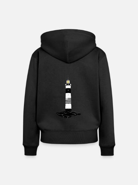 Bretonischer Leuchtturm - Frauen Premium Bio Zip Hoodie - Schwarz