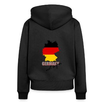 Manifestation anti-Allemagne - Sweat à capuche zippé Premium bio Femme - noir - Dos - Julia (174cm)