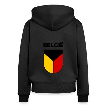 Die Belgier - Frauen Premium Bio Zip Hoodie - Schwarz - Hinten - Julia (174cm)