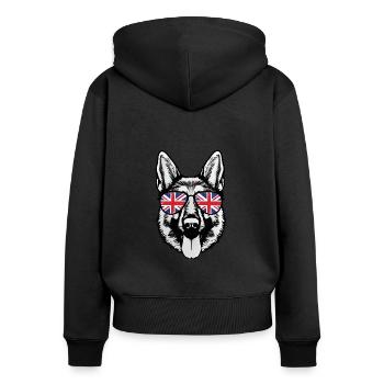 Police Officer With British Flag Sunglasses - Women's Premium Organic Zip Hoodie - black - Back - Julia (174cm)