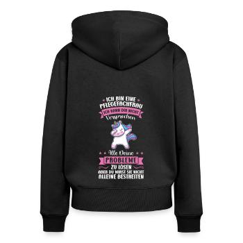 Krankenhaus Pflegefachfrau Pflegerin Geschenk - Frauen Premium Bio Zip Hoodie - Schwarz - Hinten - Julia (174cm)