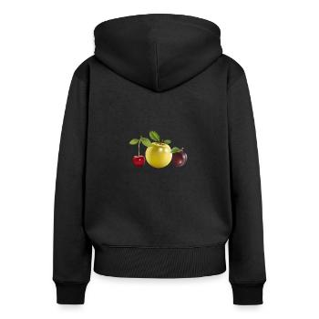 fruit - Sweat à capuche zippé Premium bio Femme - noir - Dos - Julia (174cm)