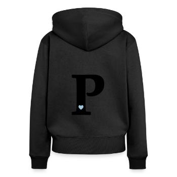 Buchstabe P Anfangsbuchstabe - Frauen Premium Bio Zip Hoodie - Schwarz - Hinten - Julia (174cm)