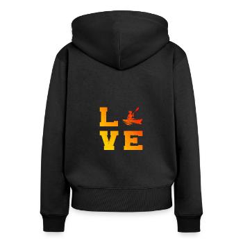 Damen Kayak Kanu Kajakfahren Herren Kajak - Frauen Premium Bio Zip Hoodie - Schwarz - Hinten - Julia (174cm)