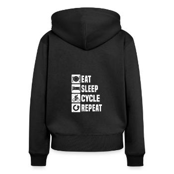 Vélo de route Vélo de route Cyclisme de route Femmes Cyclisme sur route - Sweat à capuche zippé Premium bio Femme - noir - Dos - Julia (174cm)