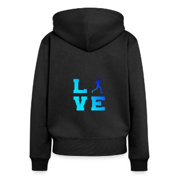 Homme Running Fitness Cross Country Running - Sweat à capuche zippé Premium bio Femme - noir - Dos - Julia (174cm)