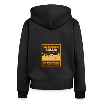 Vorname Collin - Frauen Premium Bio Zip Hoodie - Schwarz - Hinten - Julia (174cm)
