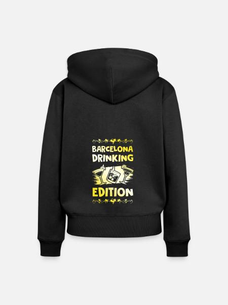 Barcelona Drinking Spruch - Frauen Premium Bio Zip Hoodie - Schwarz