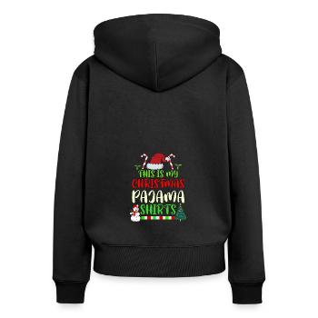This is My Christmas Pajama Funny Christmas Shirt - Frauen Premium Bio Zip Hoodie - Schwarz - Hinten - Julia (174cm)