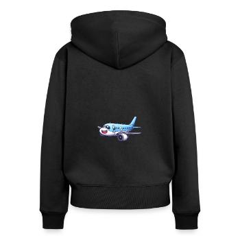 Niedliches Flugzeug - Frauen Premium Bio Zip Hoodie - Schwarz - Hinten - Julia (174cm)