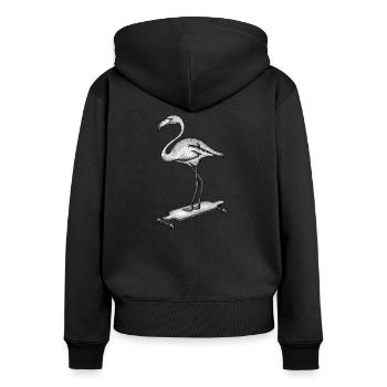 Flamingo Longboard - Sweat à capuche zippé Premium bio Femme - noir - Dos - Julia (174cm)