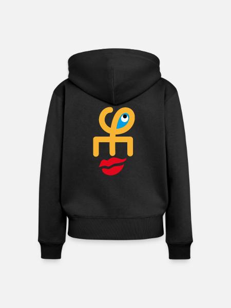 Gesicht lächeln - Frauen Premium Bio Zip Hoodie - Schwarz