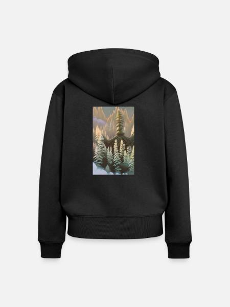 Fantasie-Winterlandschaft Schnee - Frauen Premium Bio Zip Hoodie - Schwarz