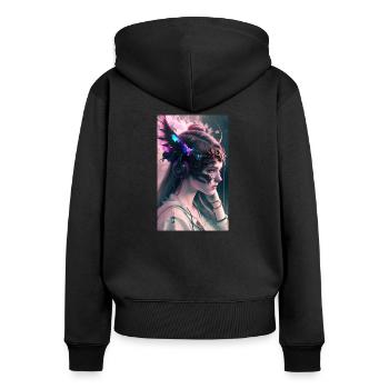 ARTWORK Dragon Girl Mel - Sweat à capuche zippé Premium bio Femme - noir - Dos - Julia (174cm)