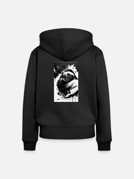 Walross-Wunderland - Frauen Premium Bio Zip Hoodie - Schwarz