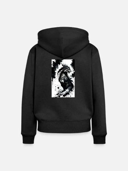 Majestätischer Drachen - Frauen Premium Bio Zip Hoodie - Schwarz