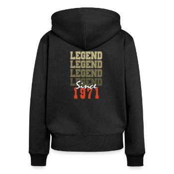 Vintage Geschenk zum 53. Geburtstag geboren in einem Monat von 1971 - Frauen Premium Bio Zip Hoodie - Schwarz - Hinten - Julia (174cm)
