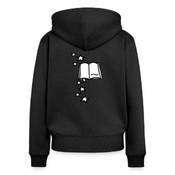 Magisches Buch - Frauen Premium Bio Zip Hoodie - Schwarz - Hinten - Julia (174cm)