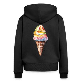 Eistüte, Eisliebhaber,Sommer Shirts Frauen Männer - Frauen Premium Bio Zip Hoodie - Schwarz - Hinten - Julia (174cm)