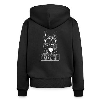 BELGIAN MALINOIS Cool Hund Hunde Wilsigns - Frauen Premium Bio Zip Hoodie - Schwarz - Hinten - Julia (174cm)