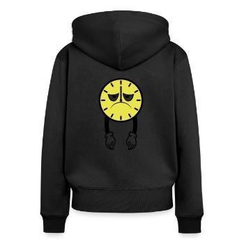 Uhr Uhr Uhrzeitprime Müdigkeit - Frauen Premium Bio Zip Hoodie - Schwarz - Hinten - Julia (174cm)
