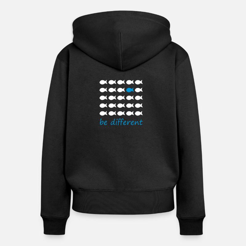 être différent - Sweat à capuche zippé Premium bio Femme - noir