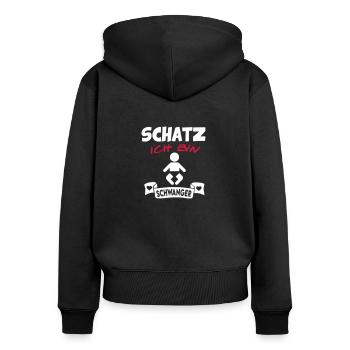 Schwangerschaft Ich bin Schwanger Schatz - Frauen Premium Bio Zip Hoodie - Schwarz - Hinten - Julia (174cm)