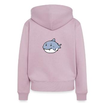 Cute Shark - Sweat à capuche zippé Premium bio Femme - rose poudré - Dos - Julia (174cm)