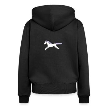licorne - Sweat à capuche zippé Premium bio Femme - noir - Dos - Julia (174cm)