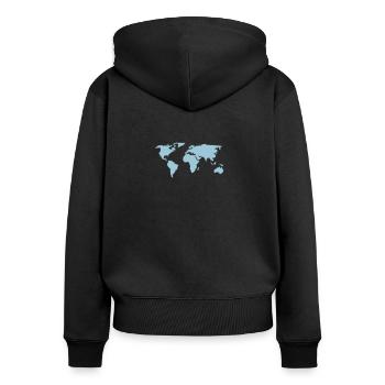 world chart - Frauen Premium Bio Zip Hoodie - Schwarz - Hinten - Julia (174cm)