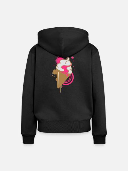 Eistüte - Frauen Premium Bio Zip Hoodie - Schwarz