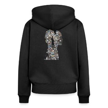 Das Puzzle Mensch - Frauen Premium Bio Zip Hoodie - Schwarz - Hinten - Julia (174cm)