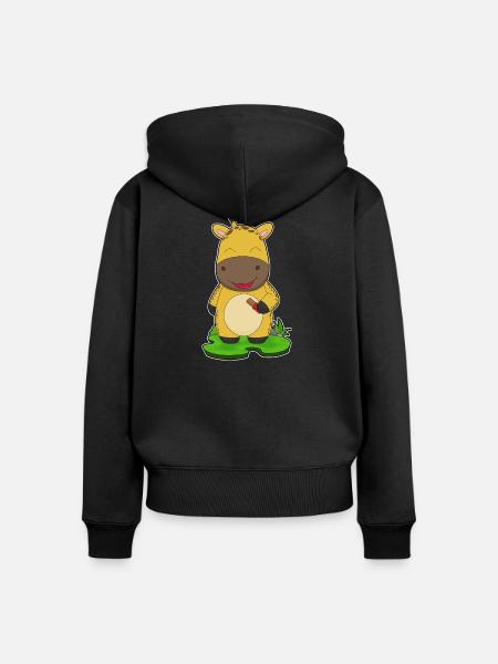 Giraffe Schokoriegel - Frauen Premium Bio Zip Hoodie - Schwarz
