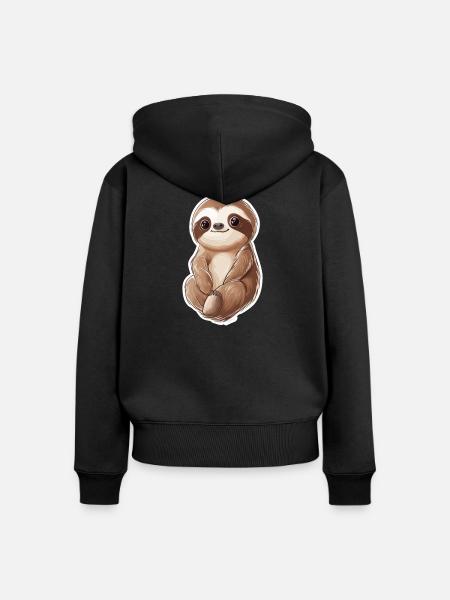 Faultier - Frauen Premium Bio Zip Hoodie - Schwarz