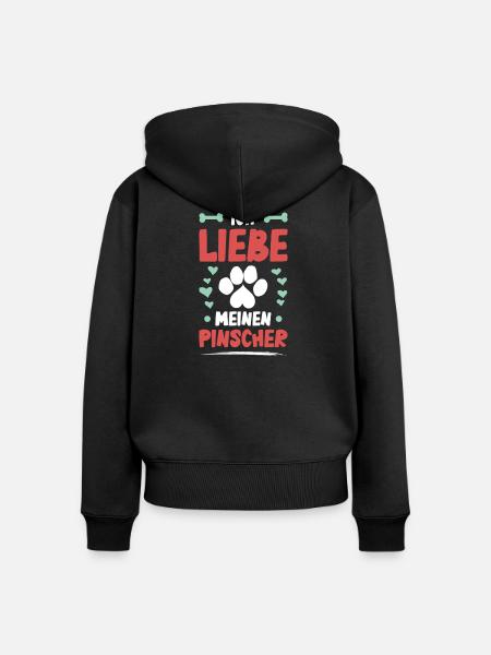 Ich liebe meinen Pinscher - Frauen Premium Bio Zip Hoodie - Schwarz