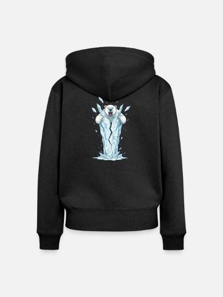 Eisbär bricht Eisblock - Frauen Premium Bio Zip Hoodie - Schwarz