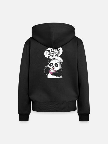 Panda Küchenchef Extra Rice - Frauen Premium Bio Zip Hoodie - Schwarz