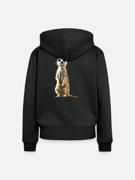 Meerkat Erdmännchen - Frauen Premium Bio Zip Hoodie - Schwarz