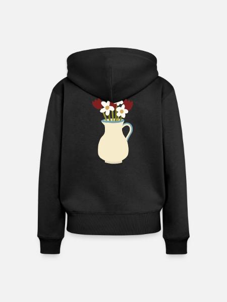 Ceramic Vase Bloom Duo - Frauen Premium Bio Zip Hoodie - Schwarz