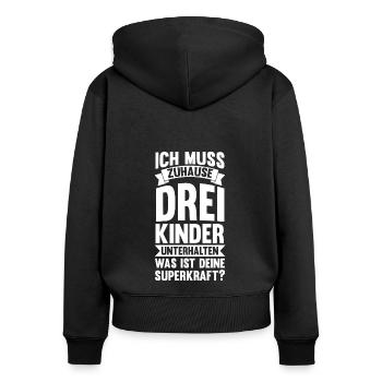 3 Kinder Familie Mama von 3 Kindern Geschenk - Frauen Premium Bio Zip Hoodie - Schwarz - Hinten - Julia (174cm)