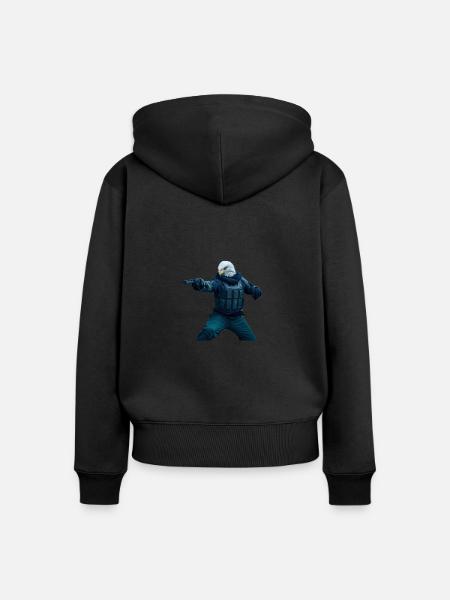 Adler mit Revolver - Frauen Premium Bio Zip Hoodie - Schwarz