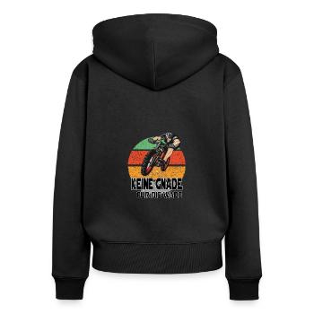Fahrradfahrer Kurierfahrer Kurierfahrerin Waden - Frauen Premium Bio Zip Hoodie - Schwarz - Hinten - Julia (174cm)