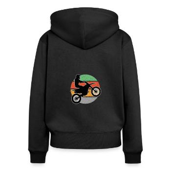 Motorradfahrer Motorradfahrerin Moto Cross - Frauen Premium Bio Zip Hoodie - Schwarz - Hinten - Julia (174cm)