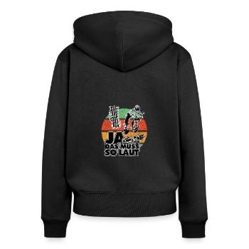 Motorradfahrer Sprüche Zu Laut Alt - Frauen Premium Bio Zip Hoodie - Schwarz - Hinten - Julia (174cm)