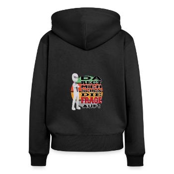Sprüche Arbeit Beruf Blöde Frage Aufregen Retro - Frauen Premium Bio Zip Hoodie - Schwarz - Hinten - Julia (174cm)
