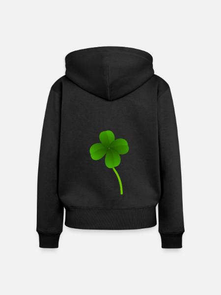 Kleeblatt - Frauen Premium Bio Zip Hoodie - Schwarz